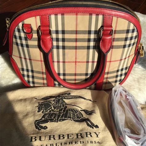 BURBERRY Horseferry Check Small Orchard Bowling Bag Tan 